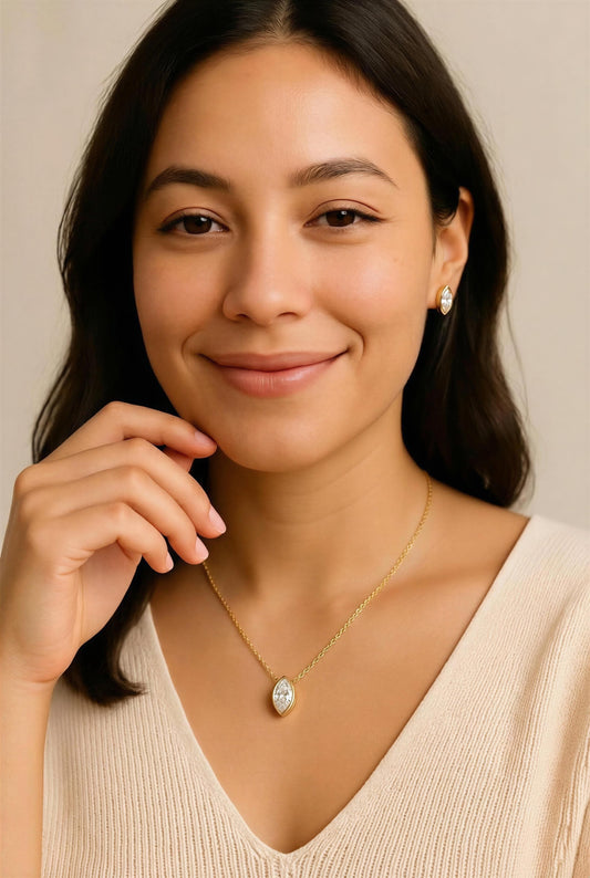 Vesica Marquise Pendant and Earring Sets