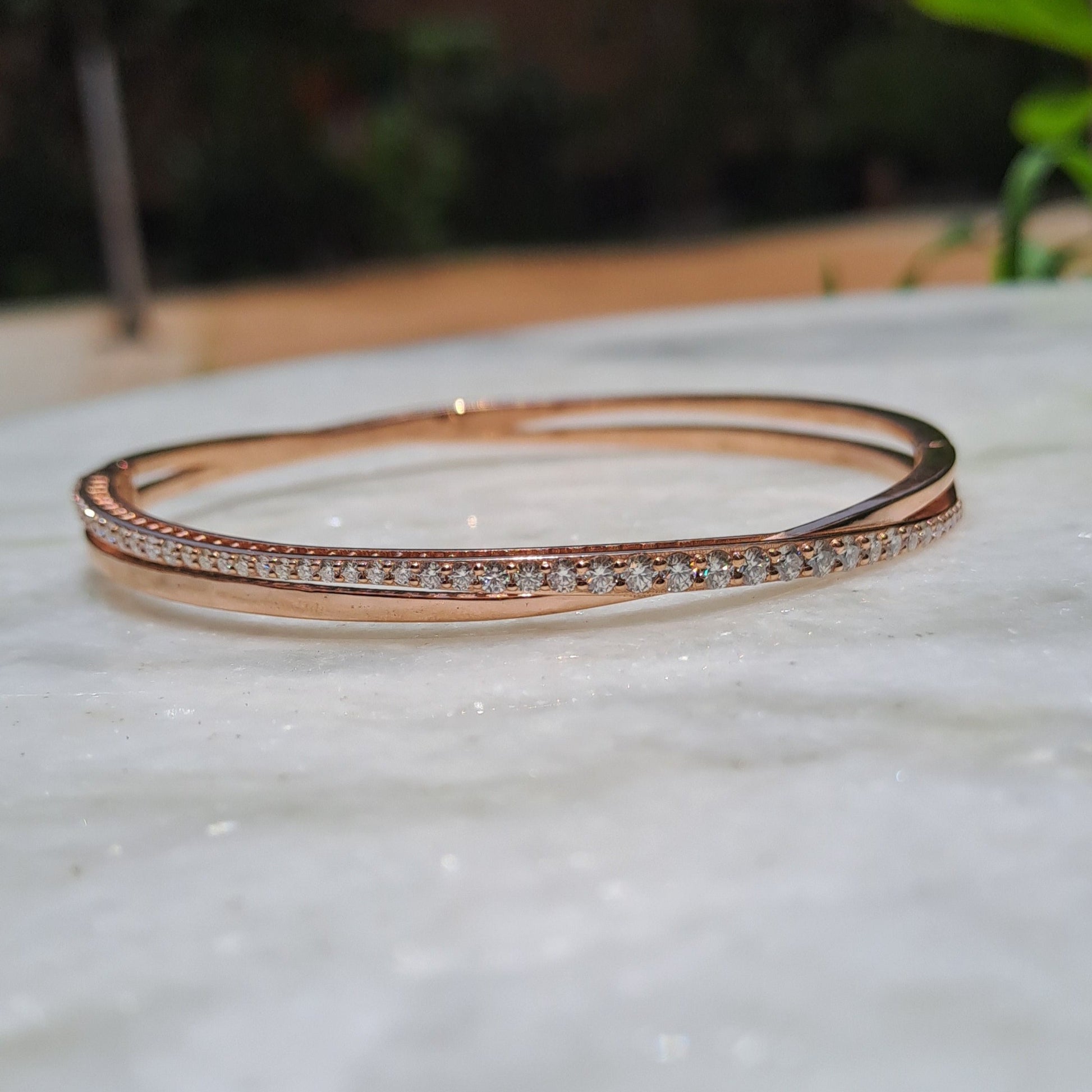 Crisscross Diamond Moissanite Bangle