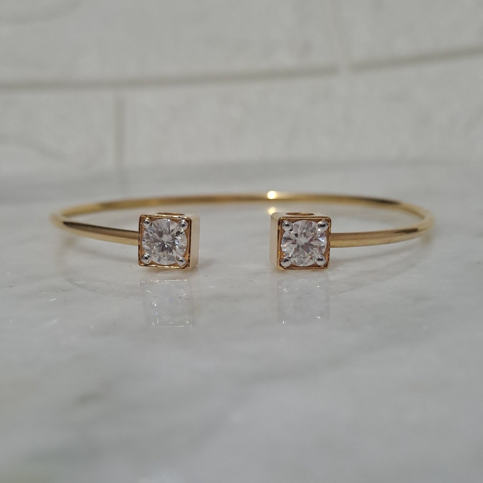 Adjustable Open Moissanite Diamond Bangle