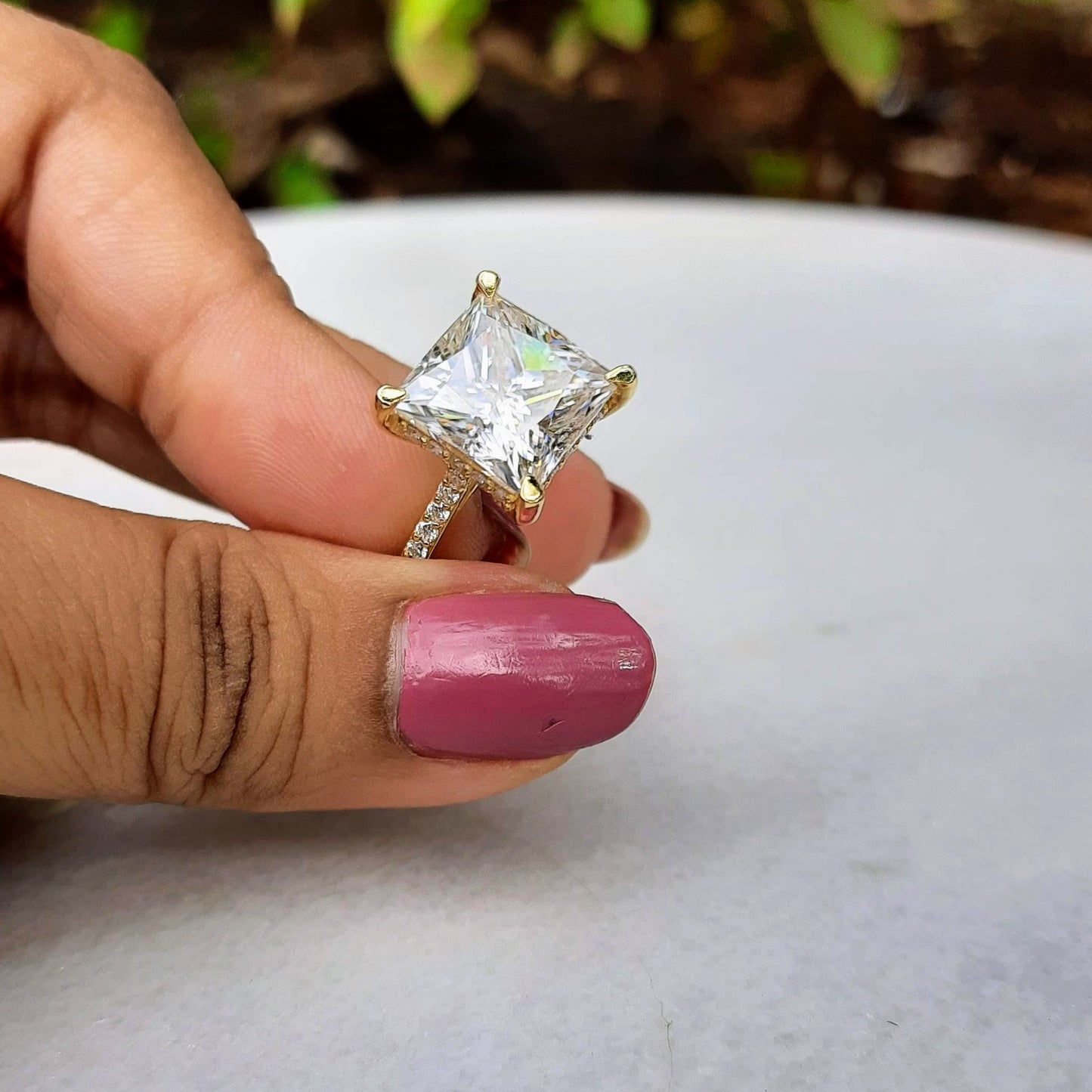 Princess Cut Solitaire Moissanite Diamond Ring