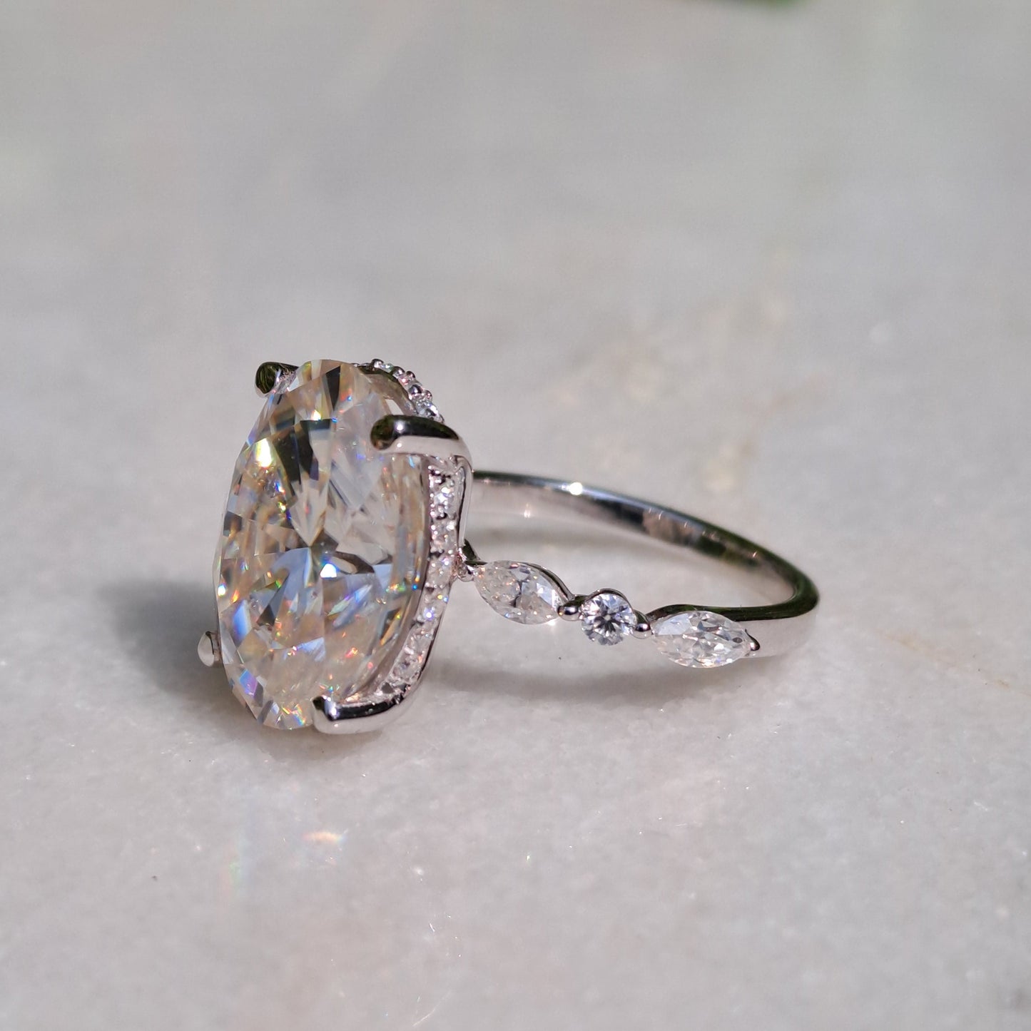 Oval Statement Moissanite Diamond Ring