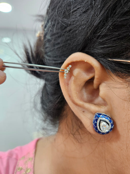 Five Stone Bezel Piercing Earrings