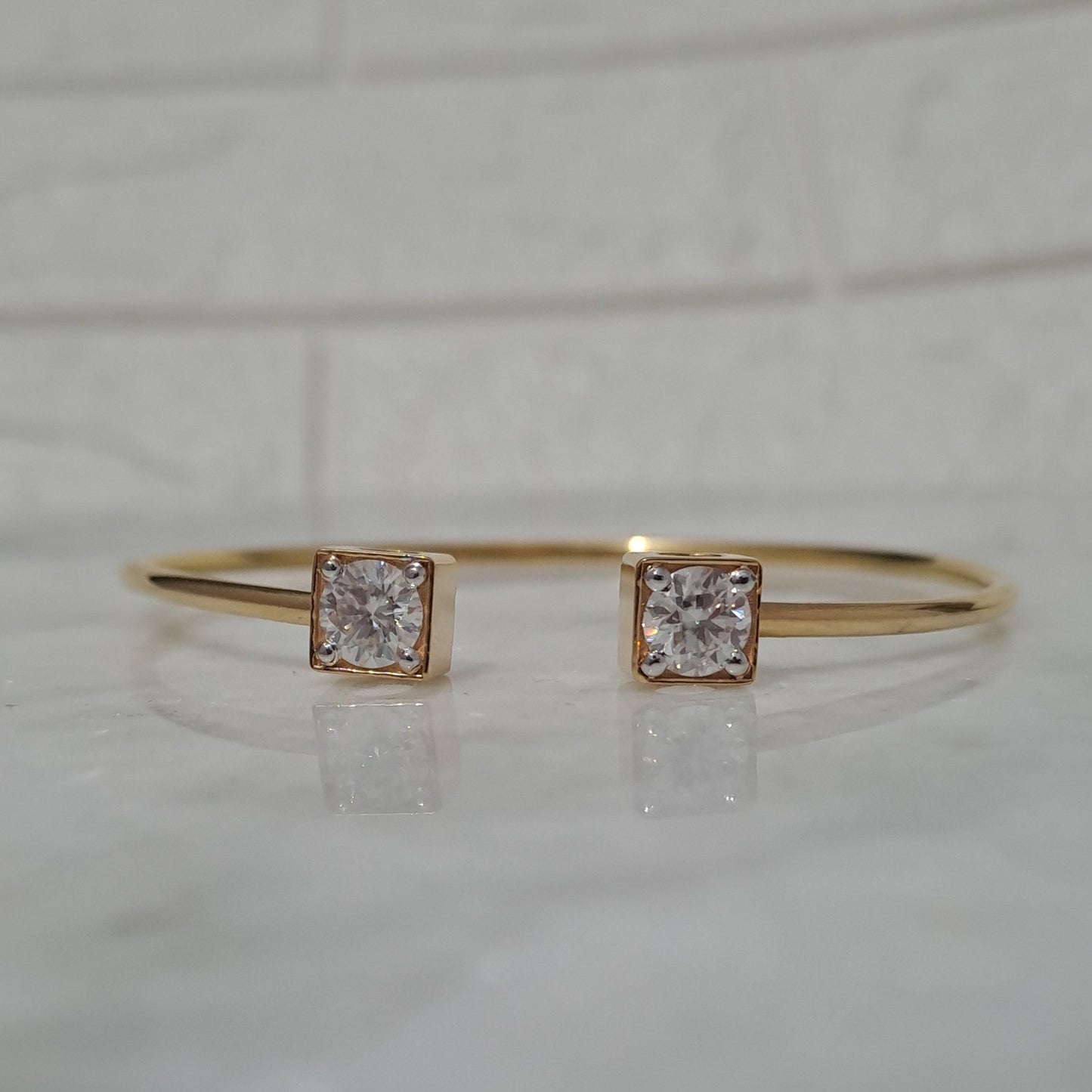 Adjustable Open Moissanite Diamond Bangle