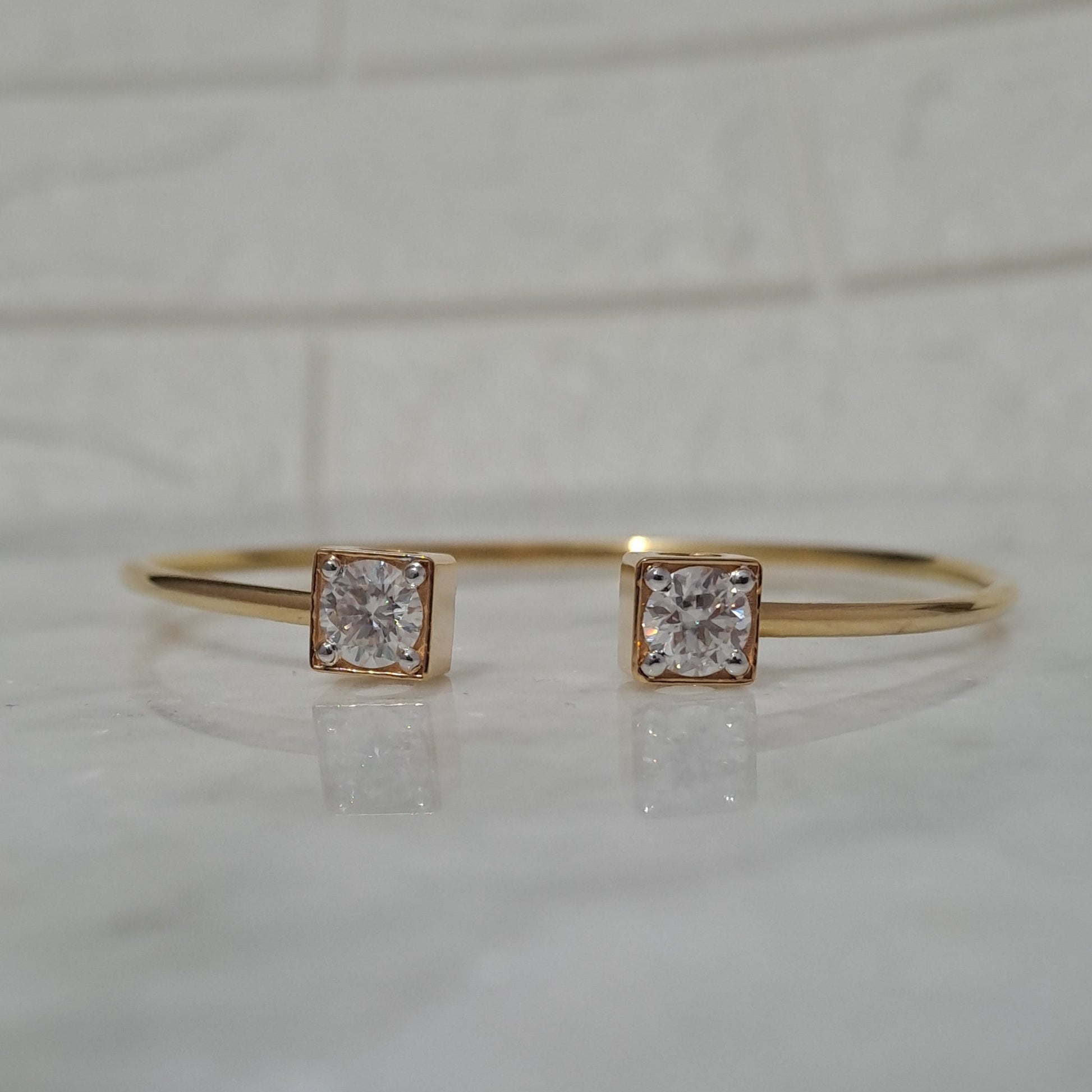 Adjustable Open Moissanite Diamond Bangle