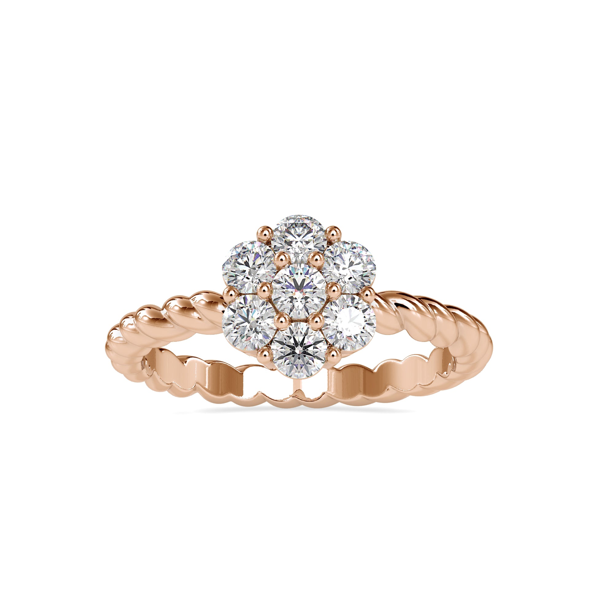 Gold and Moissanite diamond Cluster Ring - 0.7 Ct