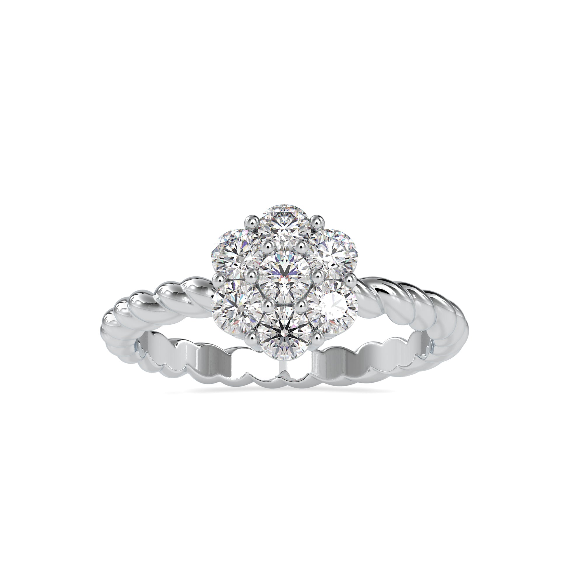 Gold and Moissanite diamond Cluster Ring - 0.7 Ct