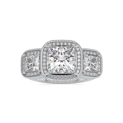 Moissanite Three Stone Ring in Gold and Silver - 5.23 Ct - DOC0038