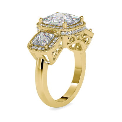 Moissanite Three Stone Ring in Gold and Silver - 5.23 Ct - DOC0038