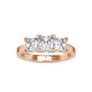 The Selene Moissanite Three Stone diamond Ring IN Gold and Sterling Silver - 2.89 Ct -