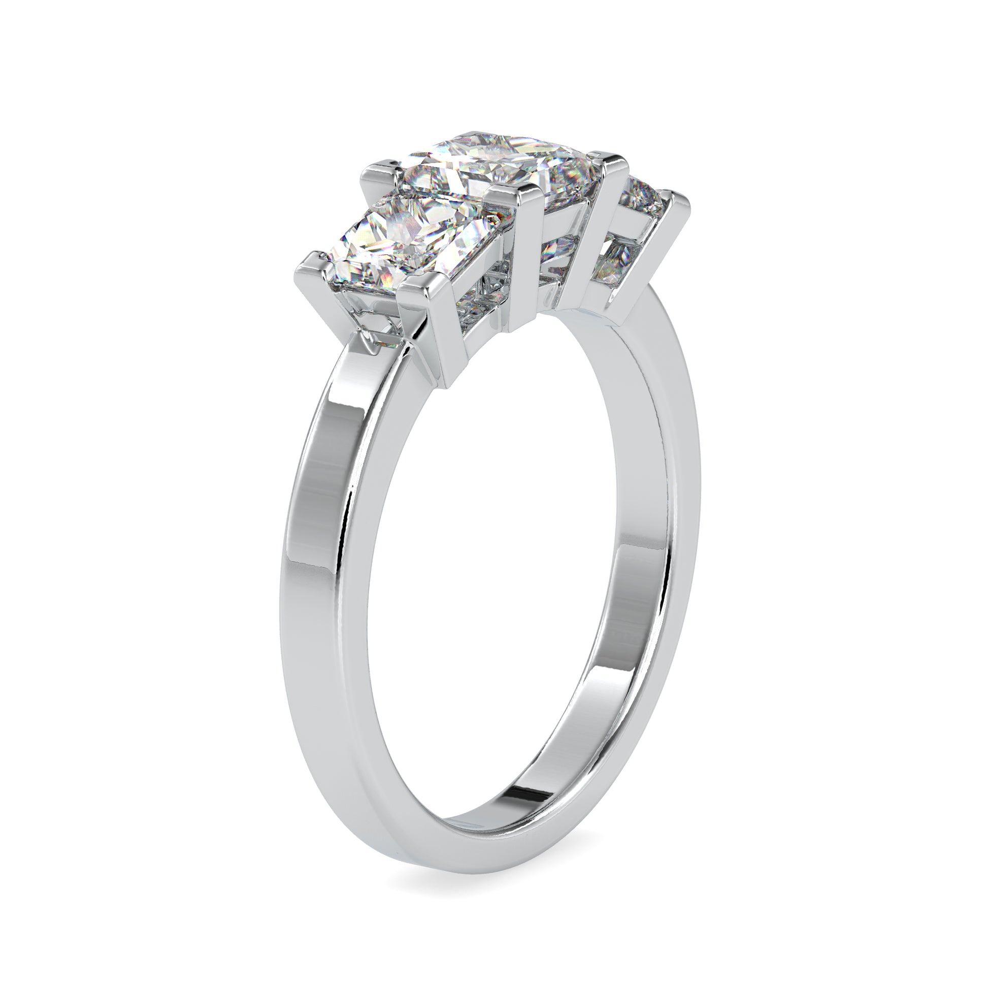 The Selene Moissanite Three Stone diamond Ring IN Gold and Sterling Silver - 2.89 Ct -