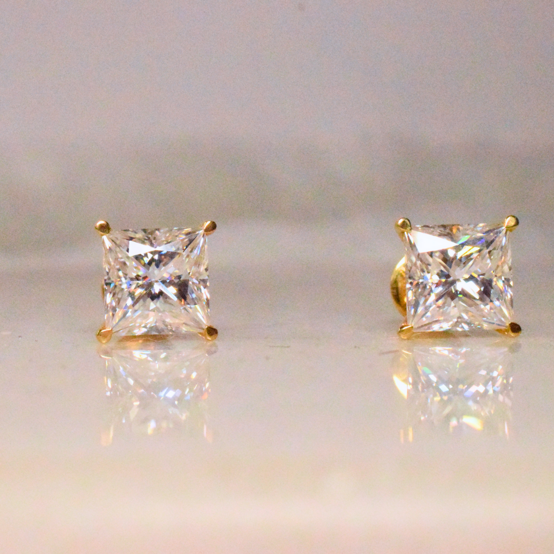 Princess Cut Solitaire Earrings