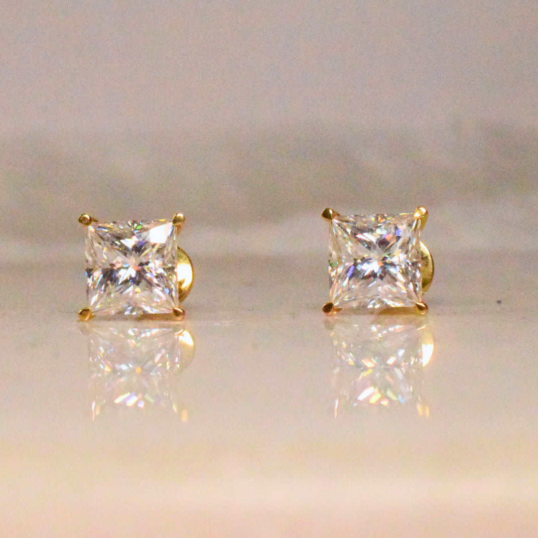 Princess Cut Solitaire Earrings