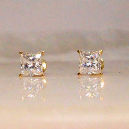 Princess Cut Solitaire Earrings