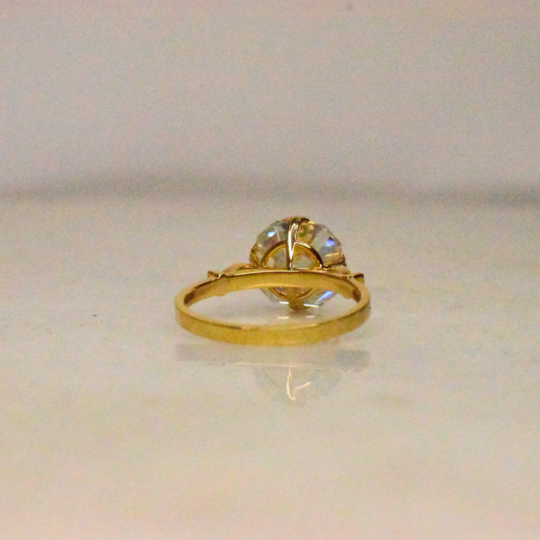 Asscher Moissanite Diamond Ring in Vintage Setting in Gold and Silver