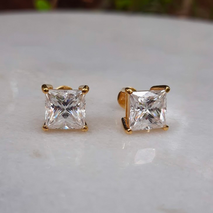 Princess Solitaire Moissanite Diamond Earrings Vaira