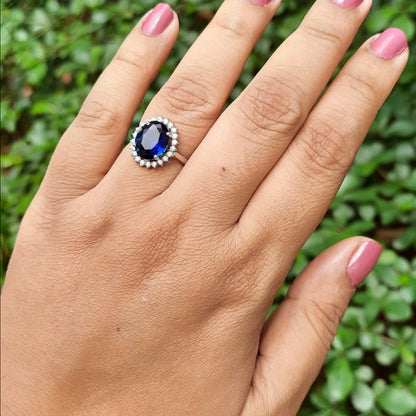 Blue Moissanite Diamond Ring