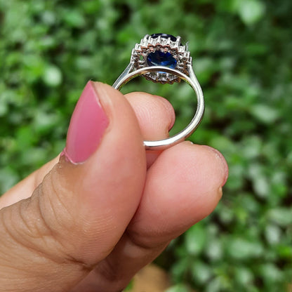 Blue Moissanite Diamond Ring