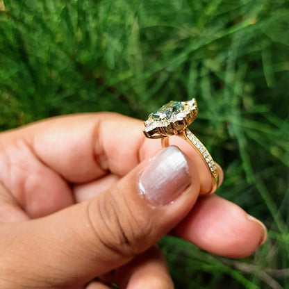 Green Moissanite Engagement Ring