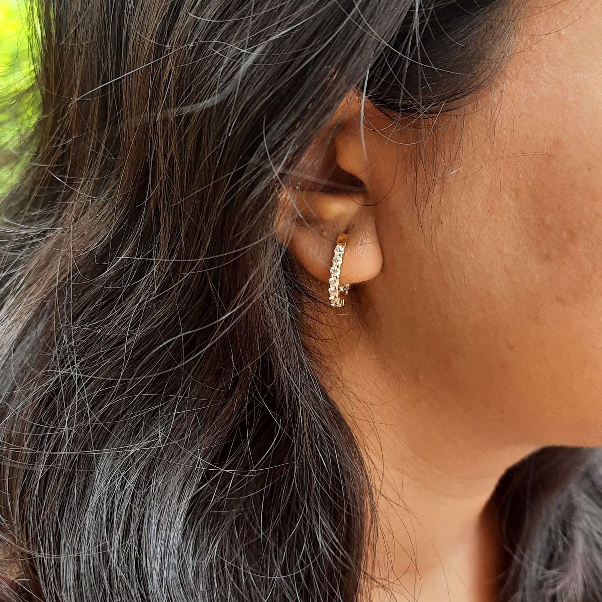 Moissanite Diamond Huggie Bali Earrings