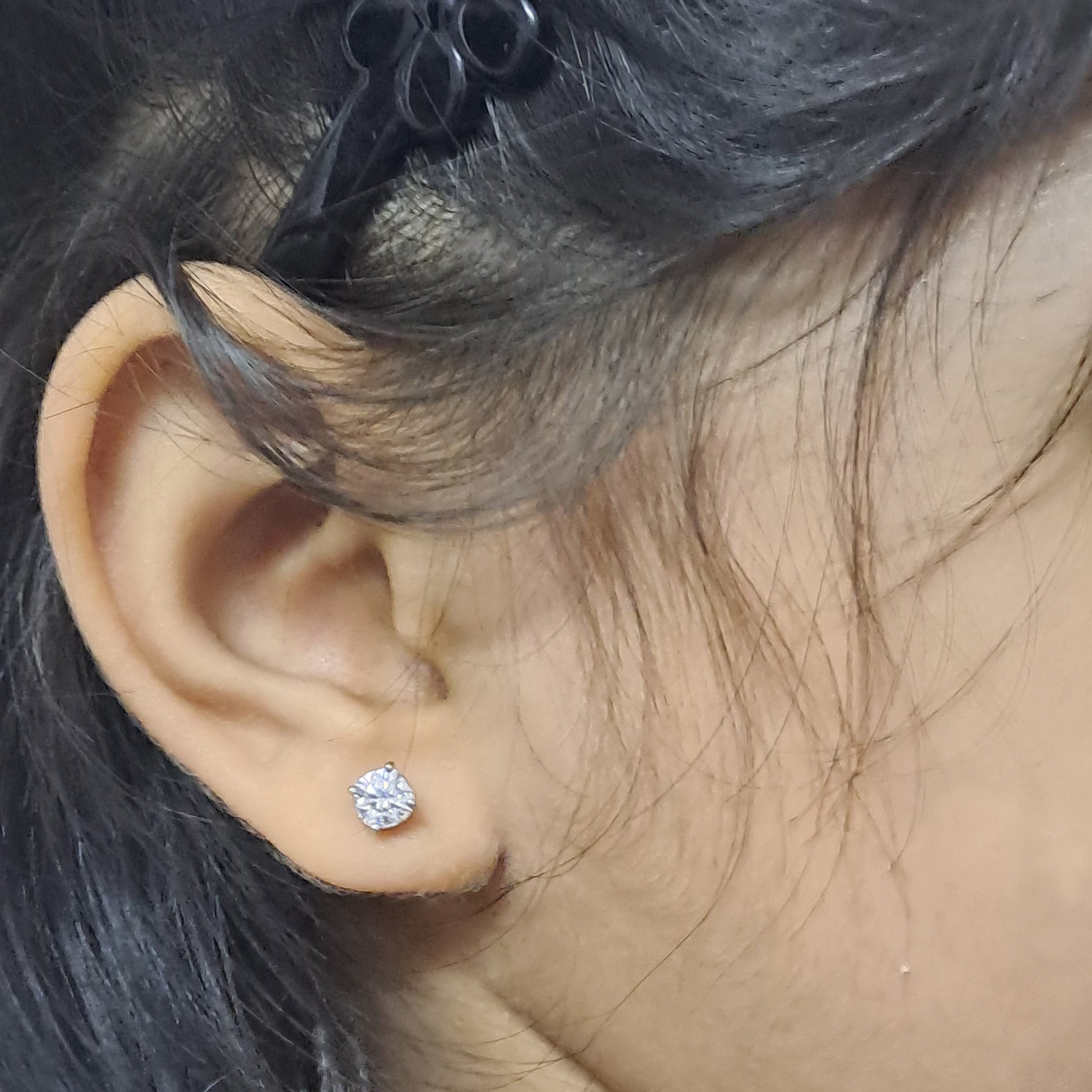 kids cushion moissanite diamond solitaire stud earrings