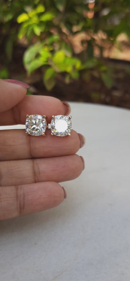 Cushion Brilliant Cut Solitaire Earring 1 to 10 CT