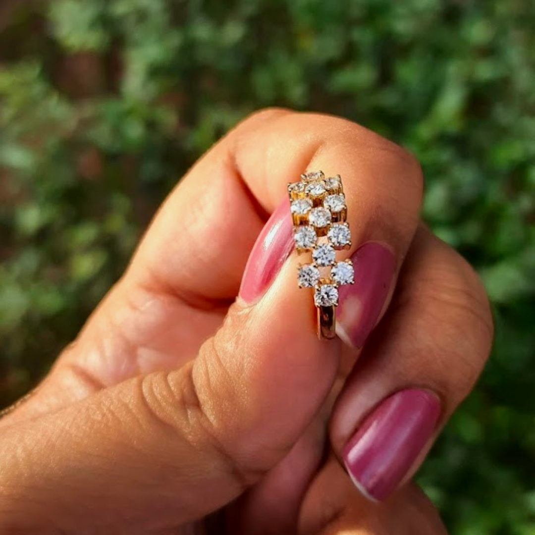 Moissanite Diamond Mesh Ring in gold