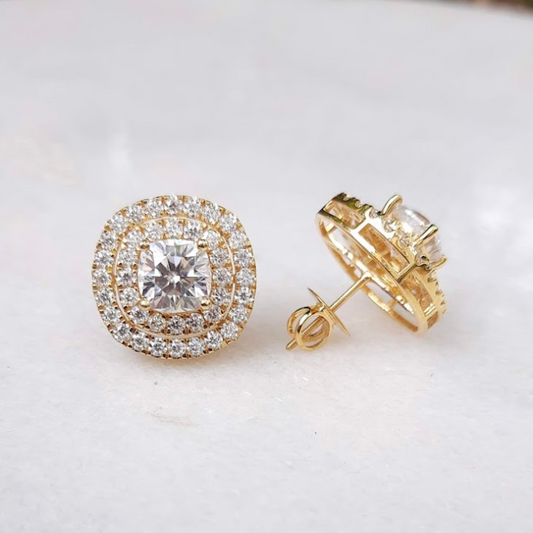 Halo Moissanite Diamond earrings-Vaira