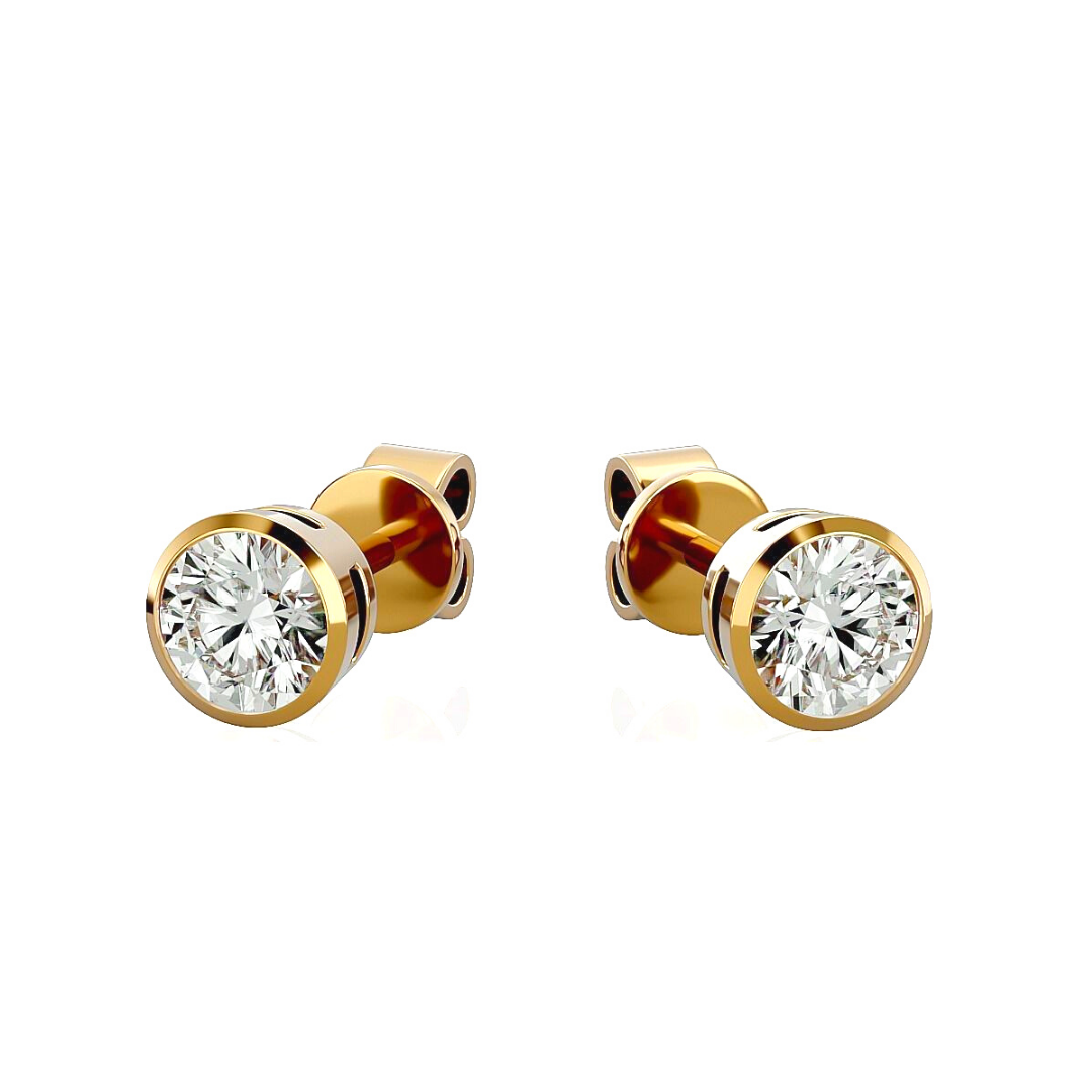 Starter piercing Earrings - Round - 1.32 Cts in 22KT Gold - 72021ERSTAR157