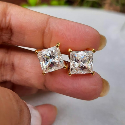 Princess Solitaire Moissanite Diamond Earrings Vaira