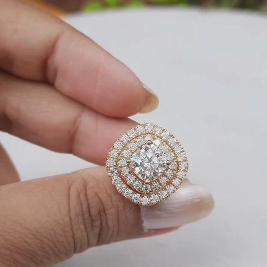 Halo Moissanite Diamond earrings-Vaira