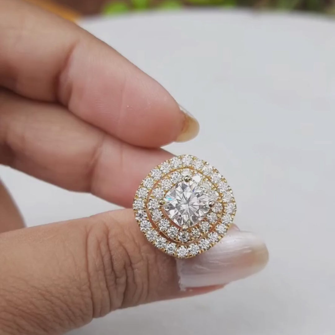 Halo Moissanite Diamond earrings-Vaira