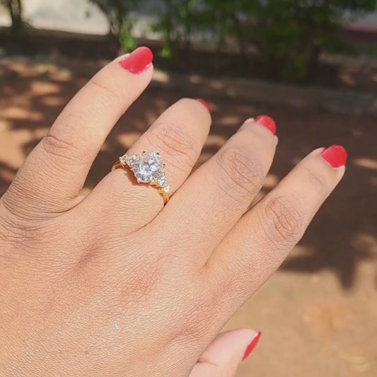 Moissanite diamond threestone engagement ring