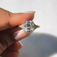 Moissanite diamond threestone engagement ring