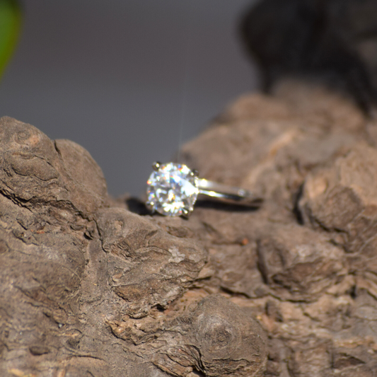 Moissanite Solitaire Ring in Gold and Silver - 2 Ct - 12282021