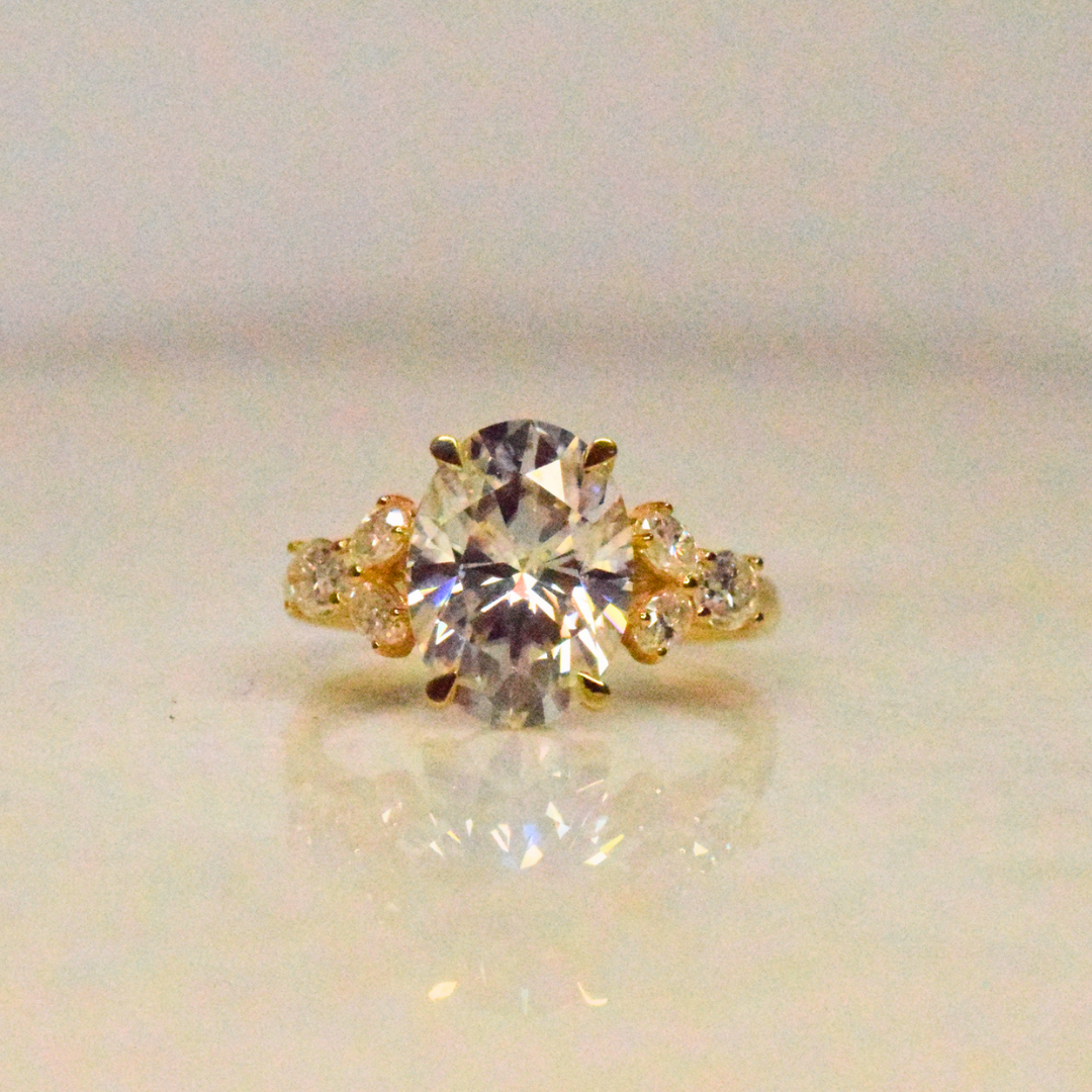 Oval Moissanite Diamond Ring in Gold and Silver