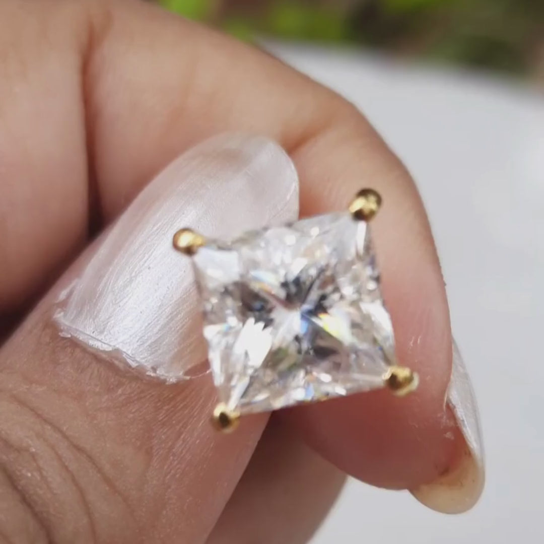 Princess Solitaire Moissanite Diamond Earrings Vaira