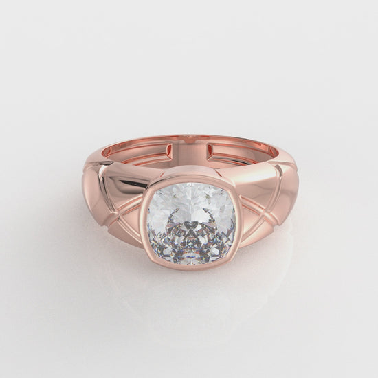 Cushion Cut Moissanite Diamond Ring in Gold