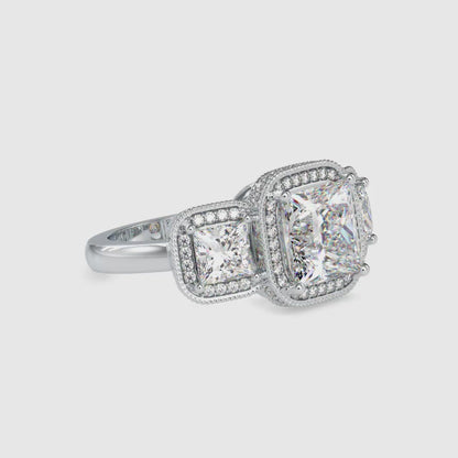 Moissanite Three Stone Ring in Gold and Silver - 5.23 Ct - DOC0038