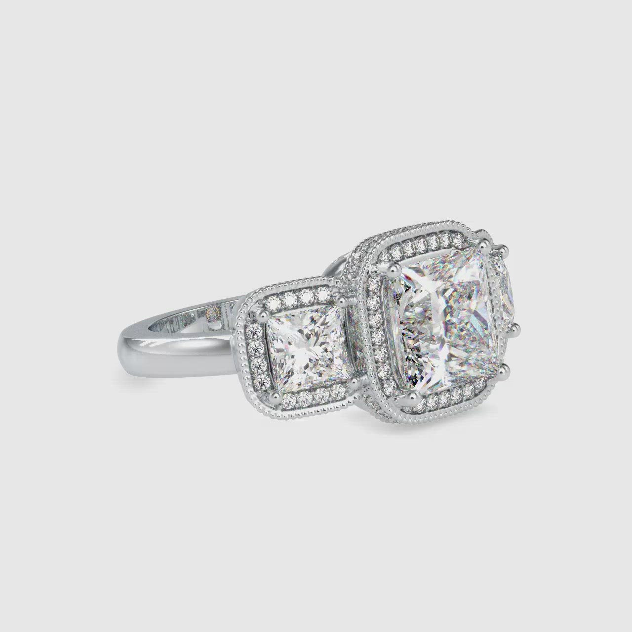 Moissanite Three Stone Ring in Gold and Silver - 5.23 Ct - DOC0038