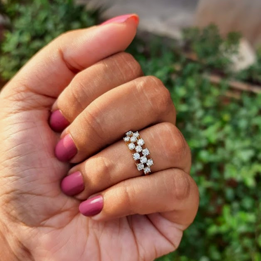 Moissanite Diamond Mesh Ring in gold