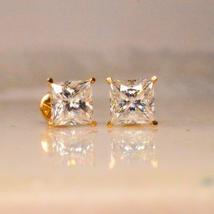 Princess Cut Solitaire Earrings