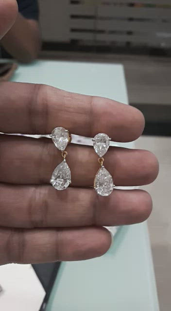 Moissanite Pear Dangler Earring in gold and silver- 10 Cts - 72021PNRG51