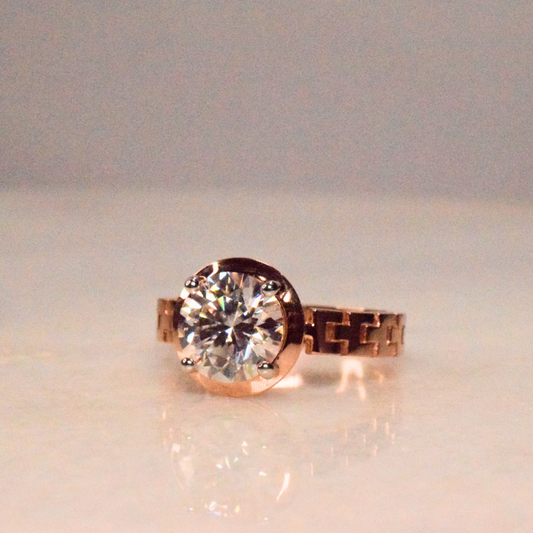 Round Moissanite Diamond Ring for Men in Gold