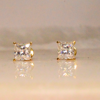 Princess Cut Solitaire Earrings