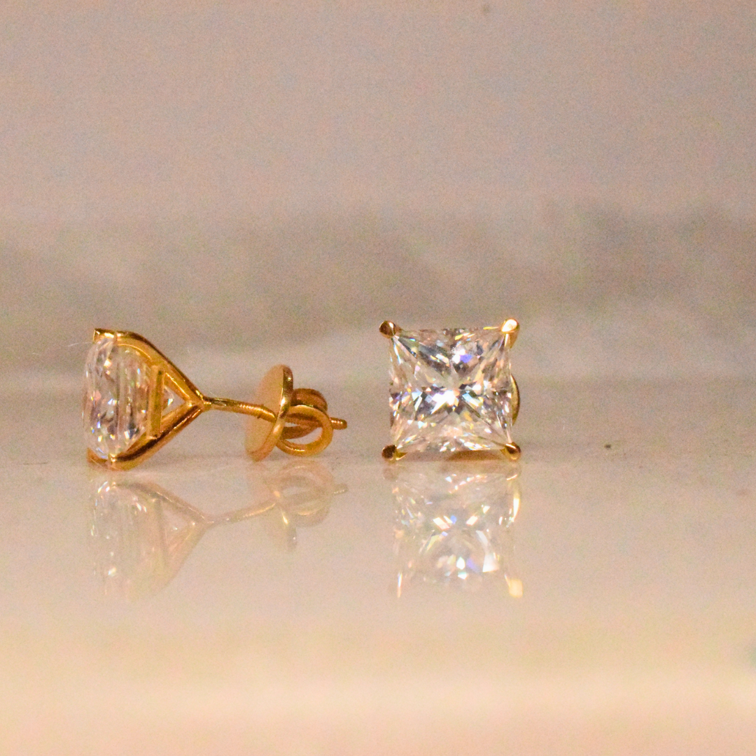 Princess Cut Solitaire Earrings