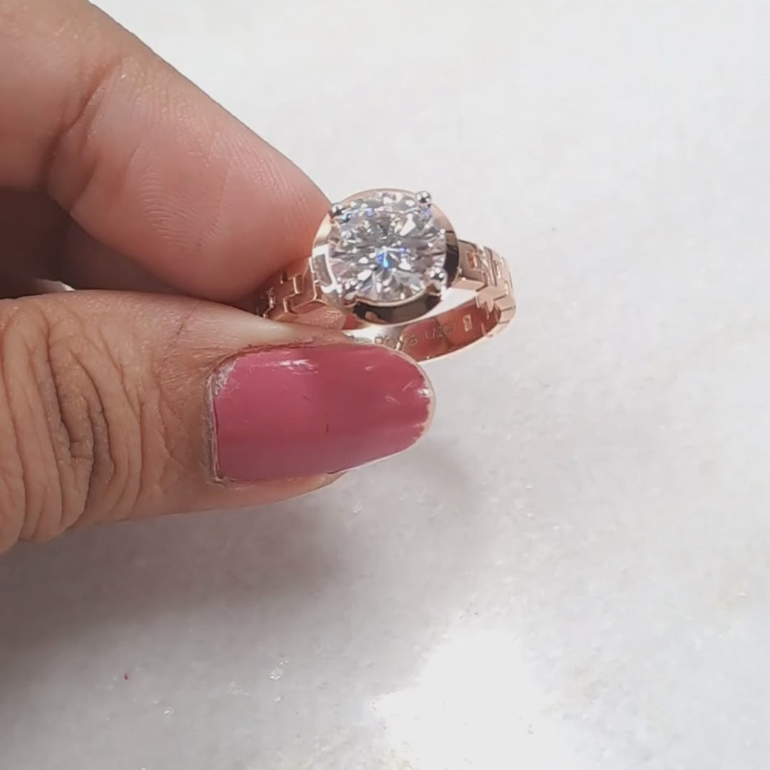 Round Moissanite Diamond Ring for Men in Gold