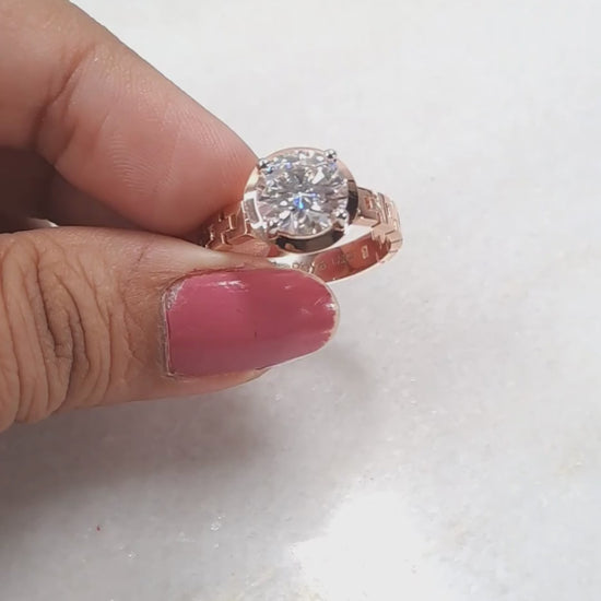 Round Moissanite Diamond Ring for Men in Gold