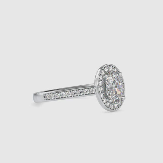 Pari Oval Halo Ring in Moissanite and Lab Diamond by Vai Ra