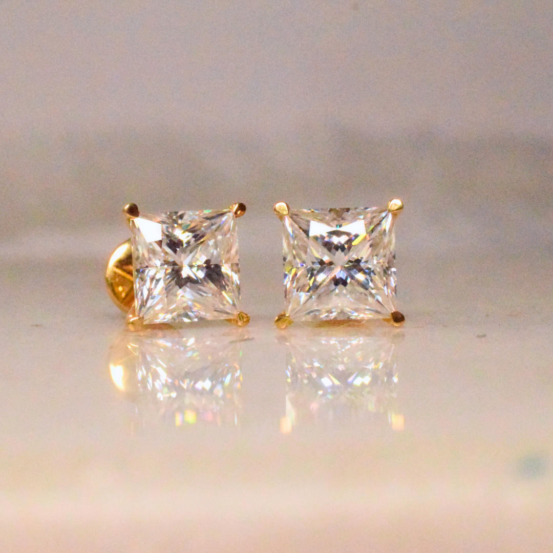 Princess Cut Solitaire Earrings