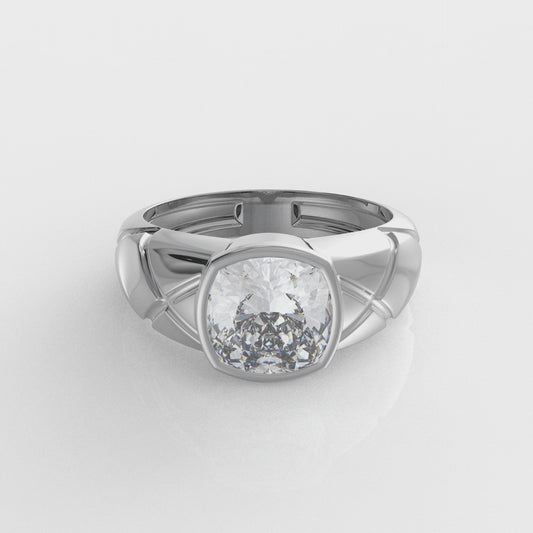 Cushion Cut Moissanite Diamond Ring in Gold